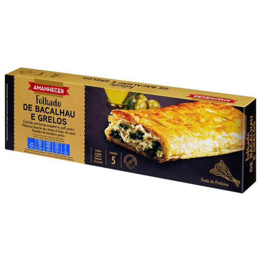 FOLHADO DE BACALHAU C/ GRELOS 500 GR